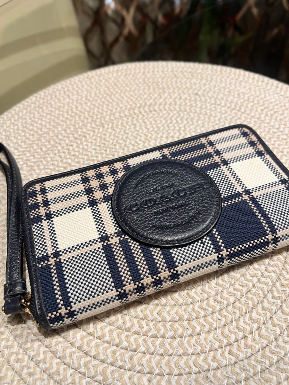 Coach Dempsey Phone Wallet in Garden Plaid Print